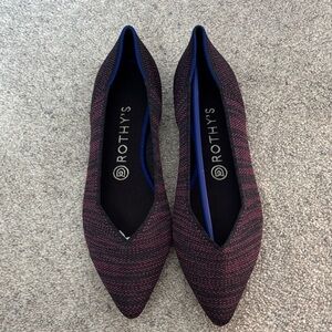 Rothy's Women's Pointed-Toe Knit Flats in Burgundy and Black